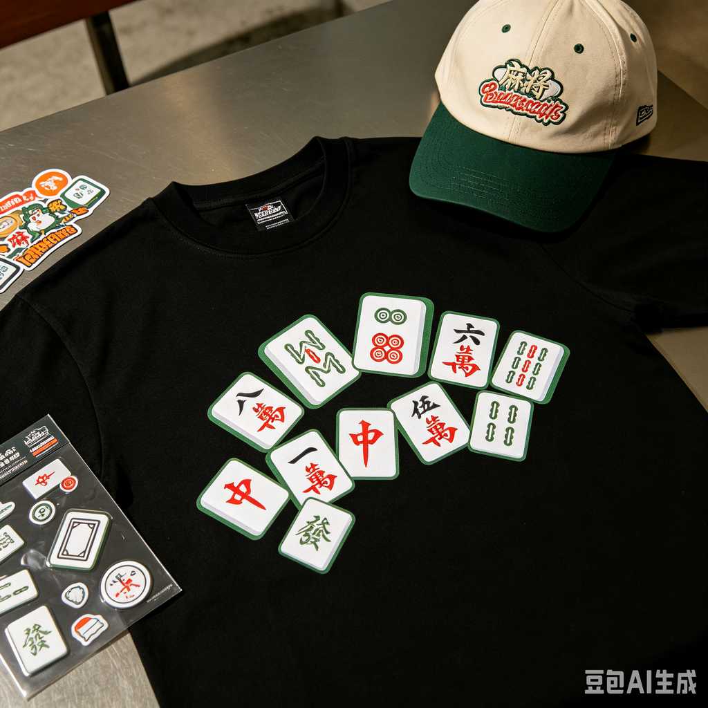 retro text mahjong tiles